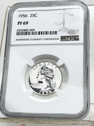 1956 NGC PF69 Washington Silver Proof Quarter 25C FROSTY Coin