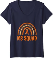 MS Warrior Support Multiple Sclerosis Awareness Ladies' V-Neck Tshirt