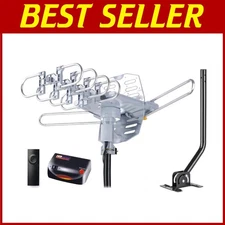 Motorized Rotation TV Antenna - Remote Control, Dual Outputs