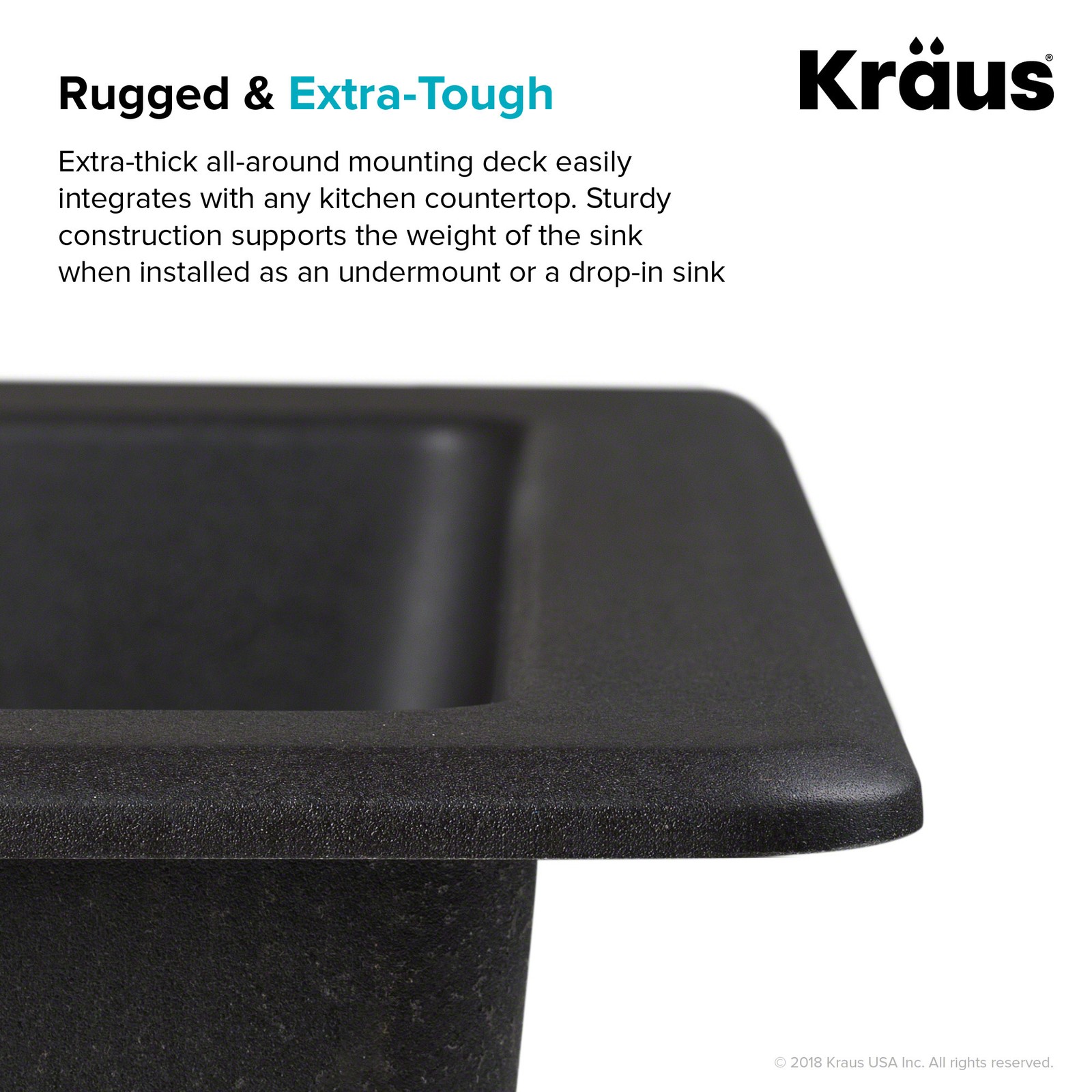 Kraus KGD-442 Quarza 33" Dual Installation Double Basin Composite
