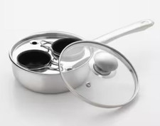 Professional 2-Cup Stainless Steel Egg Poacher with Glass Lid