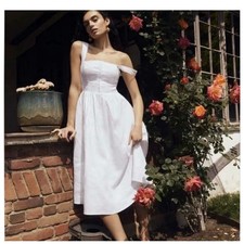 Reformation Tagliatelle White Linen Dress - Size 10