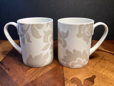 2 Martha Stewart Lisbon Grey Coffee Mugs Macys 4 1/8''  (5 Sets Avail) PERFECT!