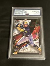 Jackson Chourio Milwaukee Brewers Autographed 2024 Topps Finest Card PSA/DNA