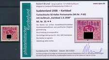 Sudetenland Karlsbad 50 Heller Portomarke 1938** Michel 35 Befund (S27474)