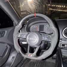 Audi A3 8v S3 Rs3 2012-2020 Carbon Fiber Alcantara Sport Steering Wheel S Logo