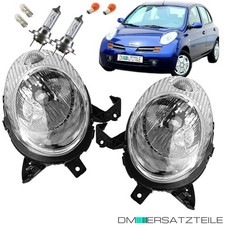 für Nissan Micra III K12 03-07 H4 Scheinwerfer Chrom RECHTS & LINKS +XXL BIRNEN
