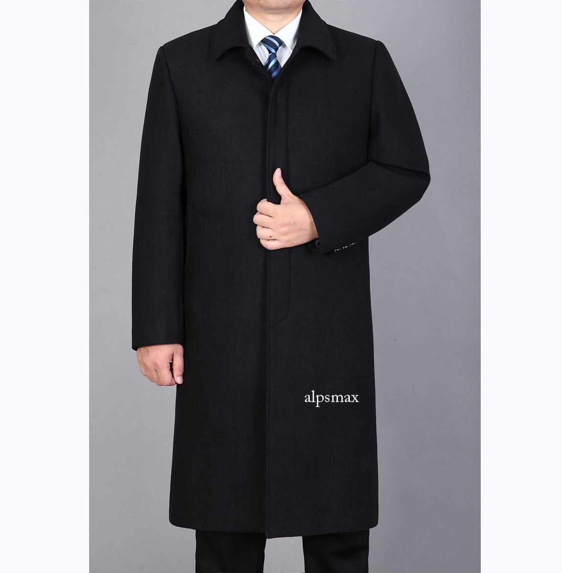 Men's Winter Wool Jacket Overcoat Trench Coat Long Sleeve Cashmere Outerwear New