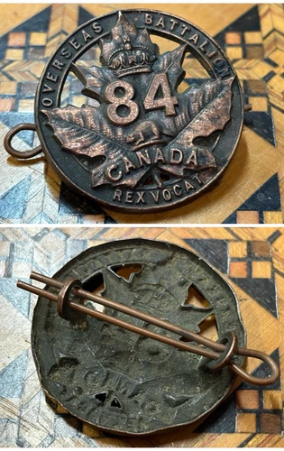 Lovely Rare WW1 Canadian CEF 84th Battalion Military Cap Badge A284