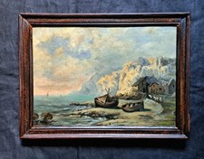 Tableau impressionniste attr F-G ENGLER Huile sur toile Marine romantique + 4 CD