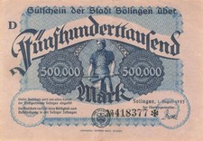 Solingen Stadt buono oltre 500.000 marchi 1923 usato, (D)
