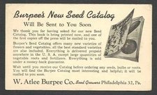 1945 POSTAL CARD PHILA PA BURPEES SEED CO NEW CATALOG
