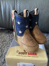 Boot Barn American Flag Themed Baby Cowboy Boots Size 1 NEW