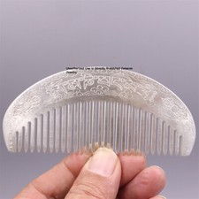 Solid S999 Fine Silver Comb Vajra Six Words Health Hair Care Comb 59-60g 4.1in