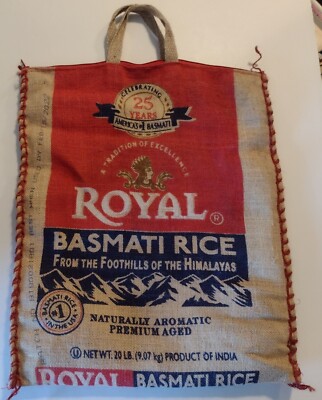 Royal Basmati Burlap Handle Zipper EMPTY 20 lb Bag