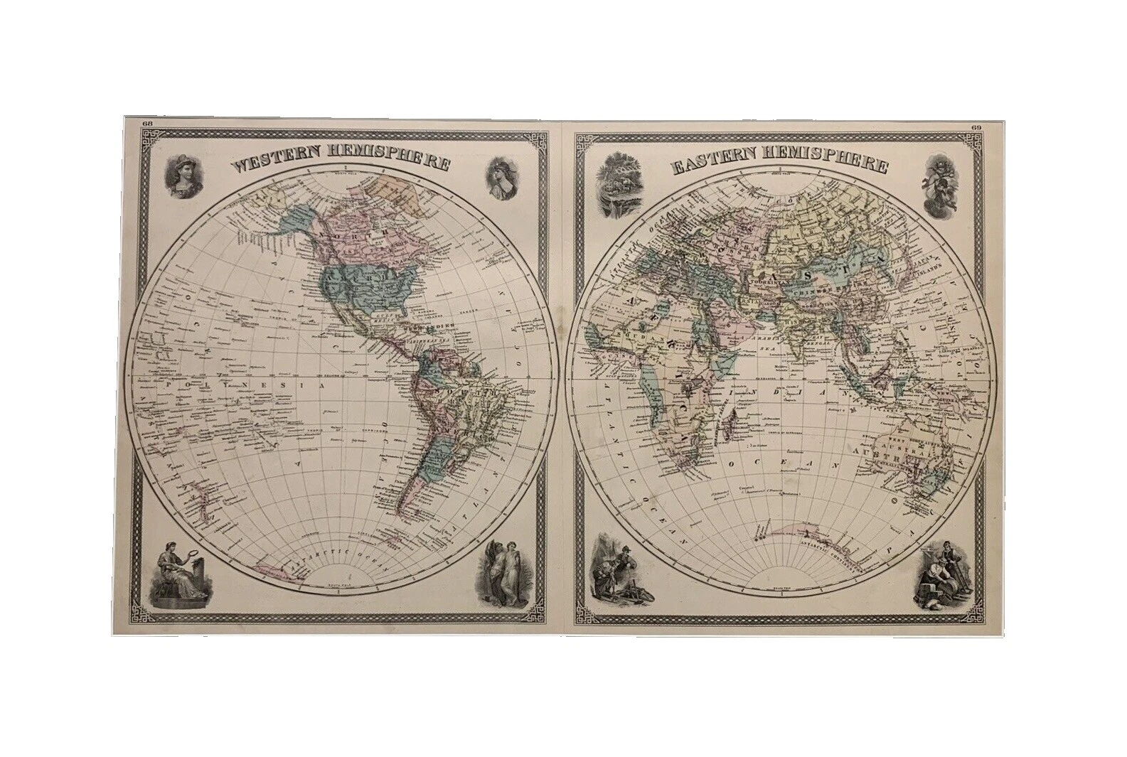 World Antique World County Maps