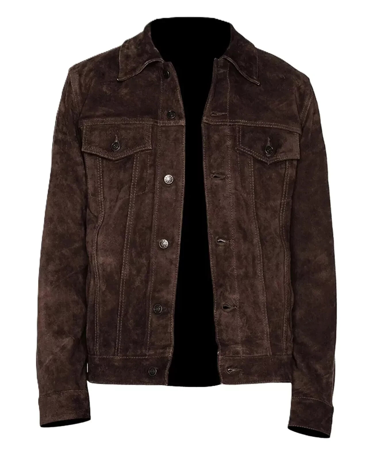 Men's Brown Racer Leather Jacket Biker Moto Pure Suede Cafe Party Trucker Jacket