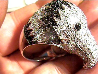 SCHWARZ WEISSER SAPHIR RING 8,75 ELEGANT COCKTAIL STERLINGSILBER 925 Adler Pave 