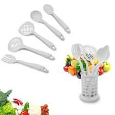 SET 6 MESTOLI CUCINA UTENSILI IN POLICARBONATO BIANCO O GRIGIO ANTIADERENTE 1499