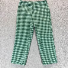 Talbots Petites Gingham Trousers Classic Side Zip 28 High Rise Green Geometric