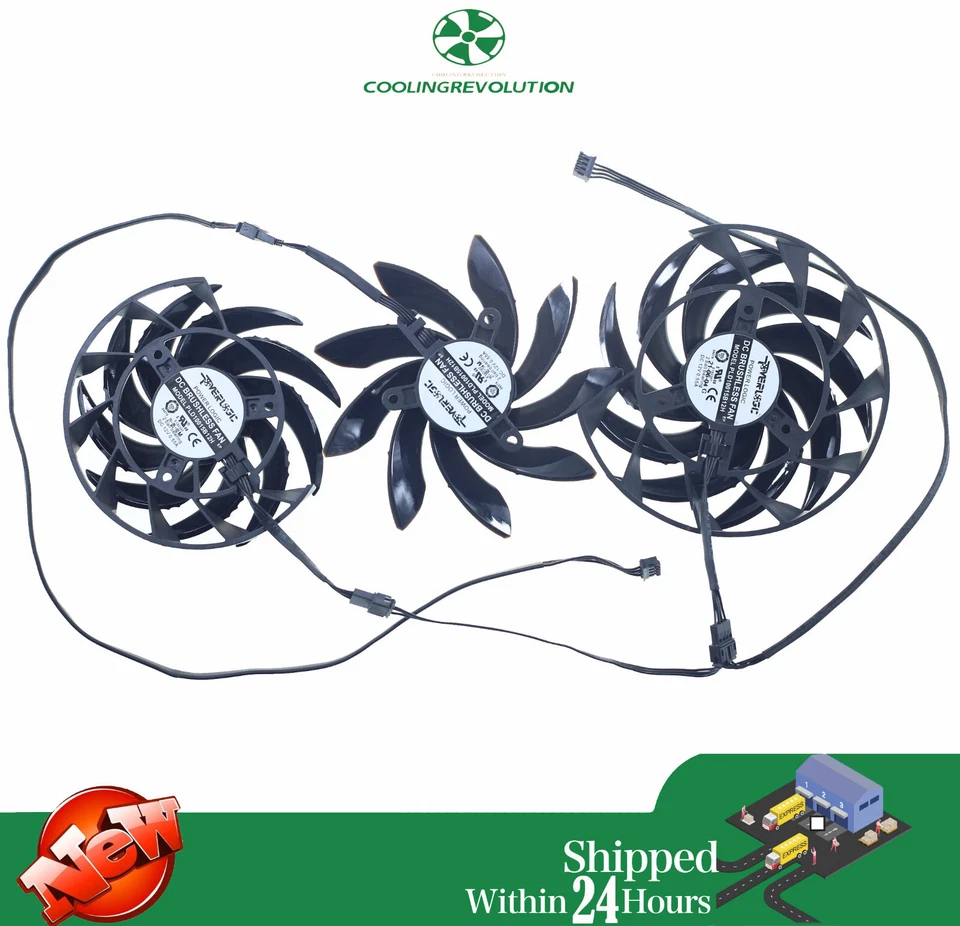 PLD10015B12H Graphics Card Fan for Gigabyte AORUS Radeon RX6900XT 6800XT MASTER - Image 2 of 2