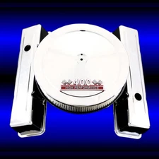 Chrome Tall Valve Covers and Red 400 Emblem Air Cleaner Combo For SB Chevy 400