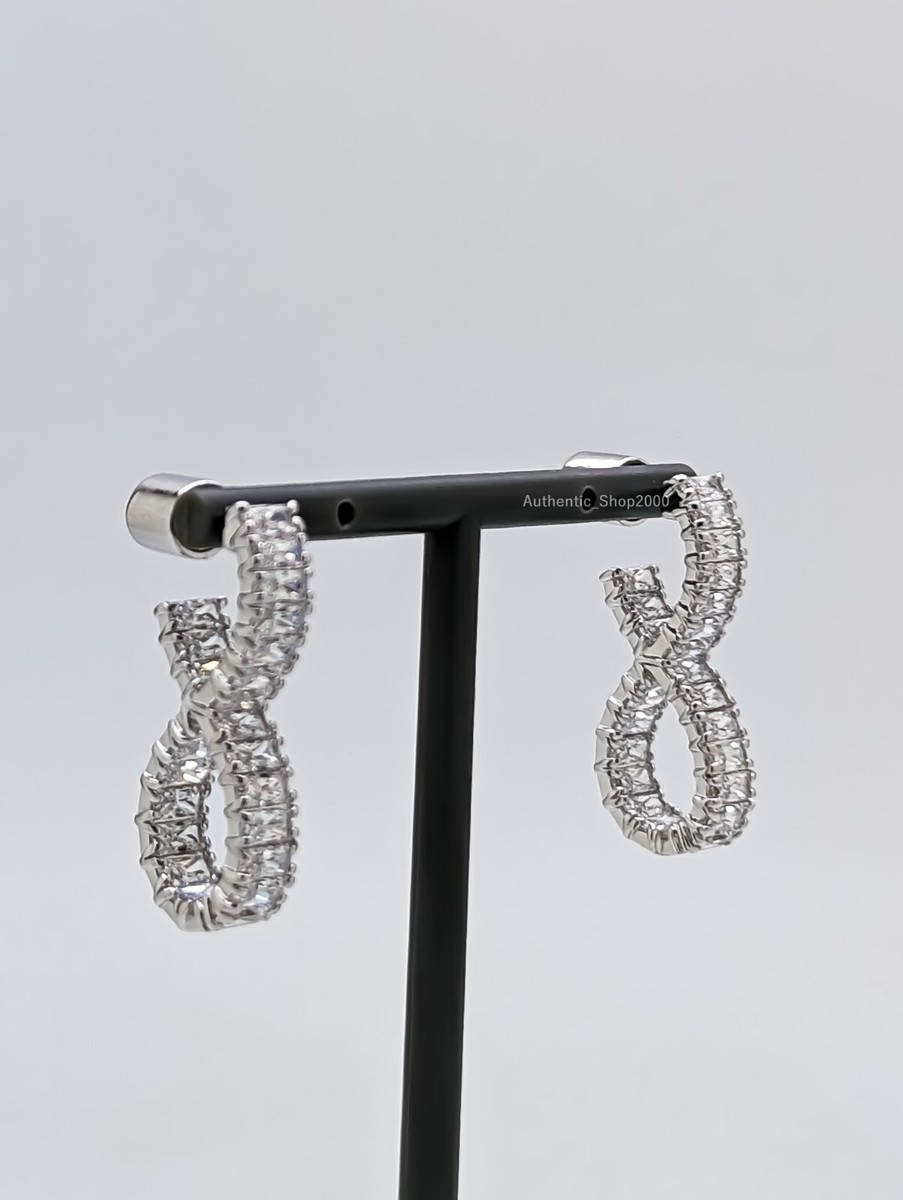 100% Authentic SWAROVSKI White Infinity Dangle Hyperbola Hoop