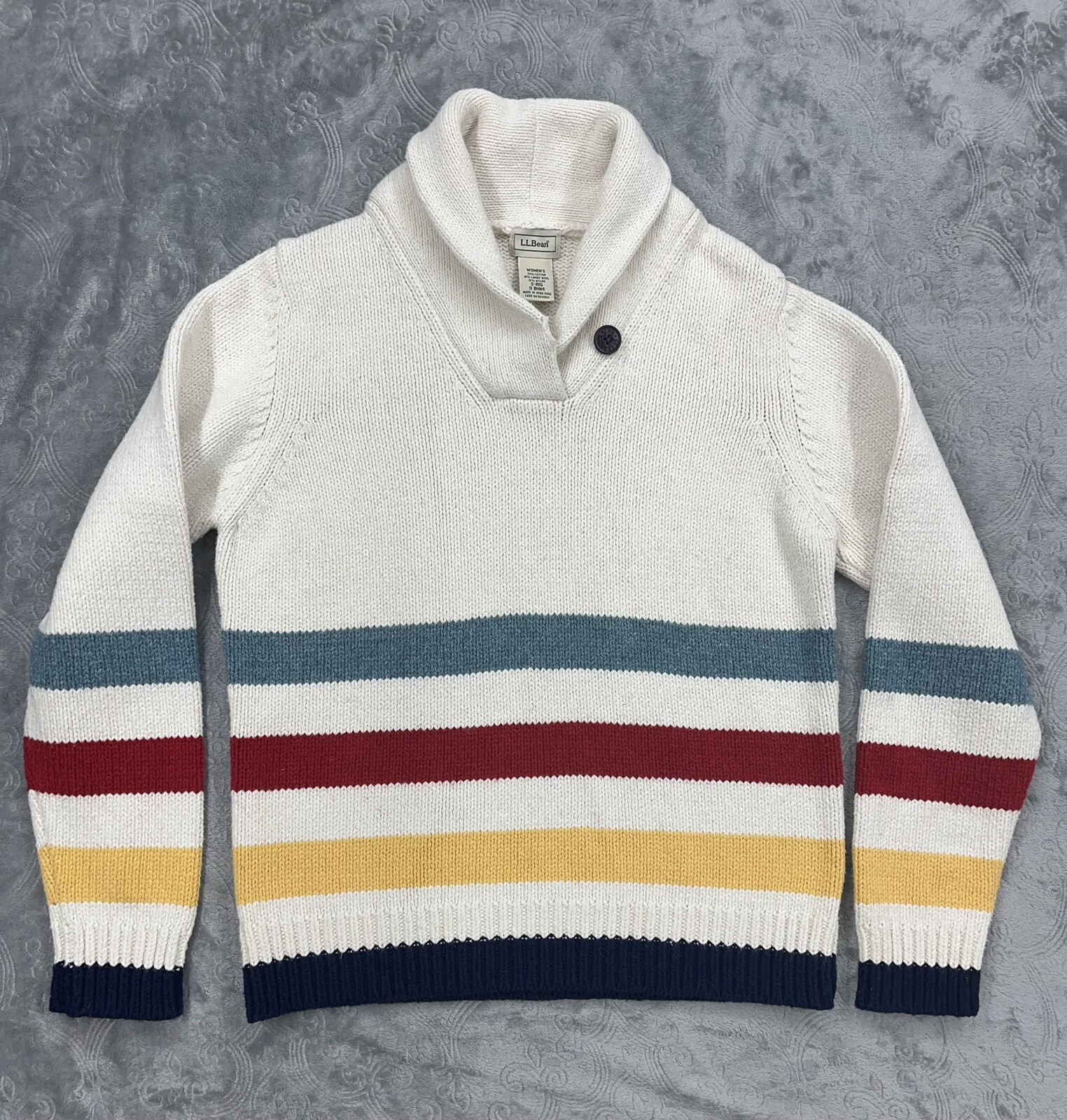 Vintage LLBean Hudson Bay Heavy Shawl Collar White … Gem