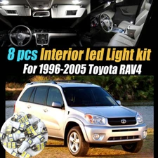 8Pc Super White Interior LED Light Bulb Kit Package for 1996-2005 Toyota RAV4