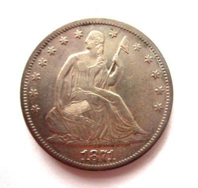 1871-S SEATED LIBERTY HALF DOLLAR 50c COIN SAN FRANCISCO MINT NICE SMALL WIDE S