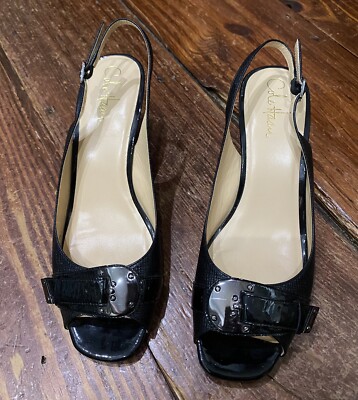 Cole Hahn Black Open Toe Pumps Size