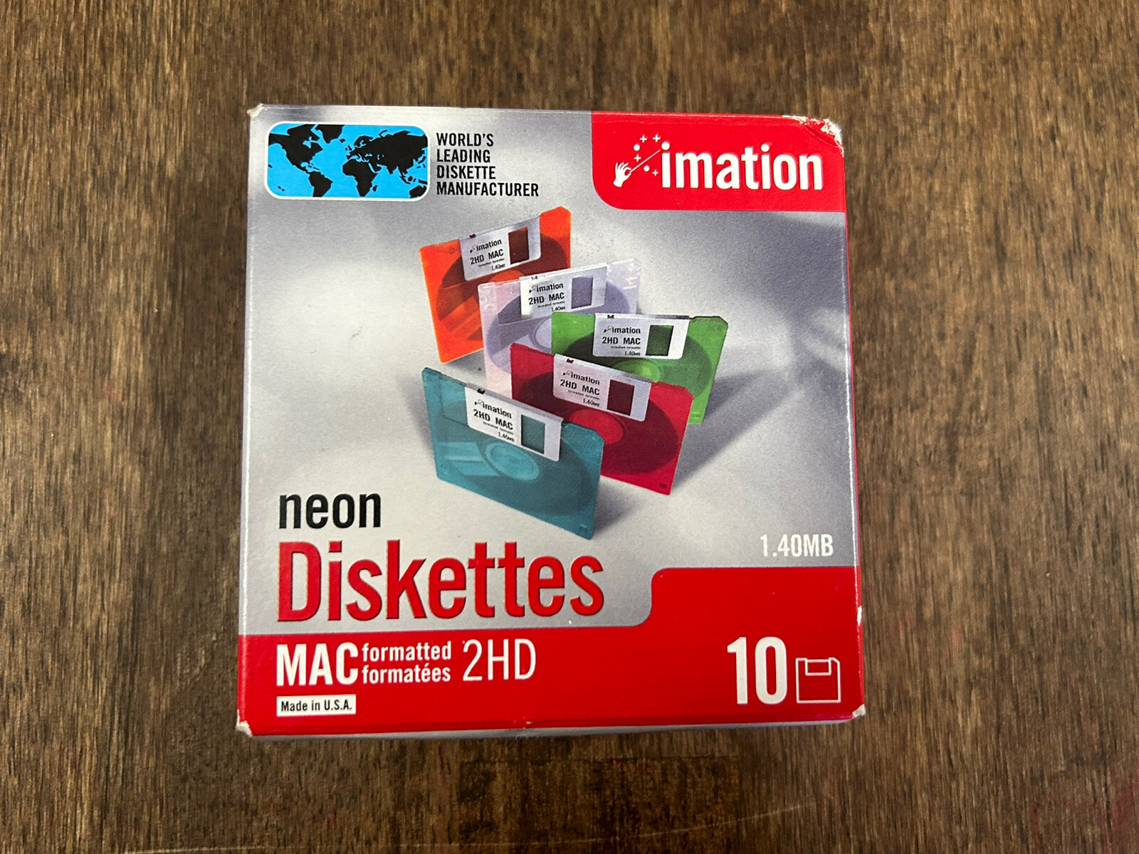 10 Imation Neon Diskettes MAC Formatted 2HD 1.40 MB 3.5