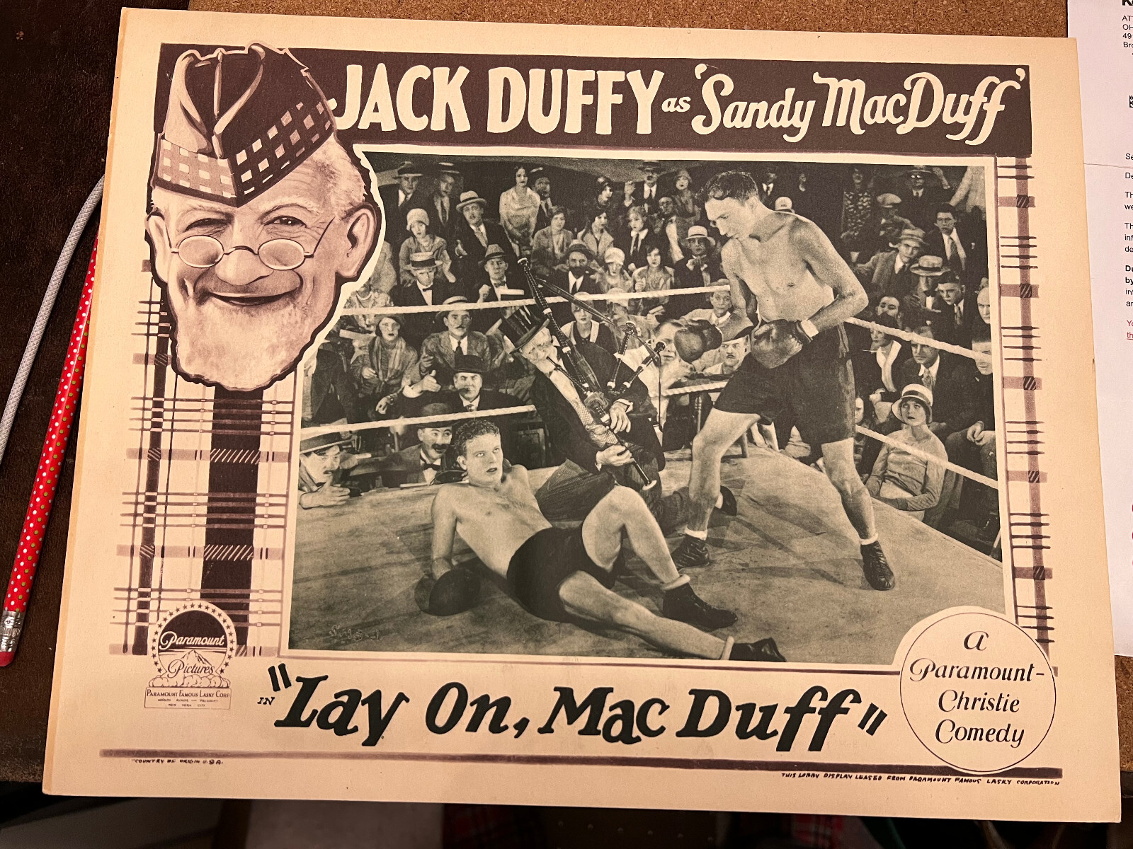 Lay On, Mac Duff 1928 Paramount 11x14" comedy lobby card Jack Duffy ...