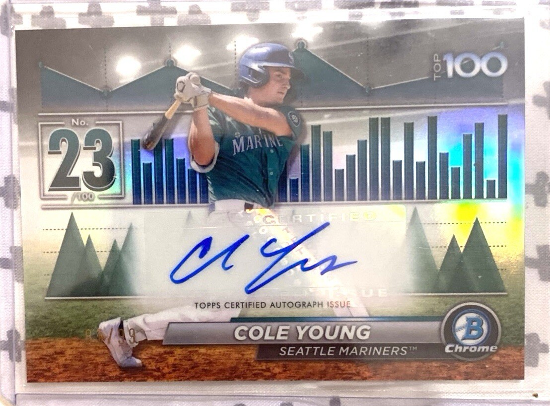 COLE YOUNG 2024 BOWMAN CHROME SCOUTS TOP 100 GOLD AUTOGRAPH AUTO /50