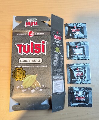 tulsi tobacco pouch Tulsi Silver Pearls Cardamom Seed Elaichi Mouth Freshener 24 pouches