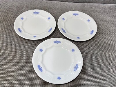 Antique Adderley Porcelain Blue Chelsea Set of 3 Plates