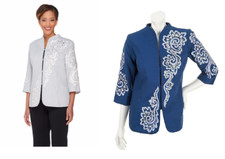 Bob Mackie's Embroidered Sequin & Jeweled Sparkle Jacket 20w Or 10 Blue Or Grey