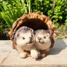 Garden Ornaments and Statues Animals Hedgehogs in Log Outdoor Home Decoration