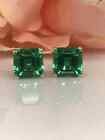 Stud Earrings 14k White Gold Finish 3.50Ct Lab Created Asscher Green Emerald