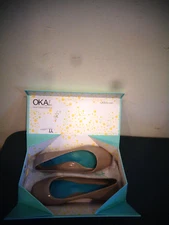 OKA B WOMEN'S BALLET FLATS SHOES JELLY RUBBER SLIP ON SIZE 6 LIGHT GRAY DOVE