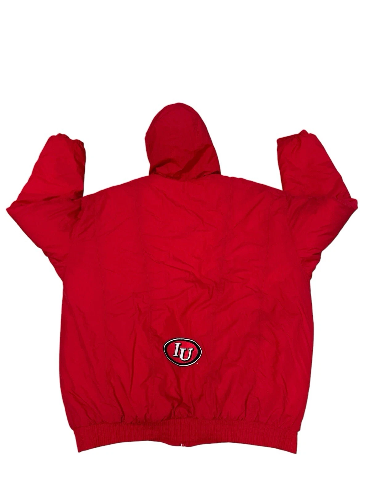 Vintage Nike Team Quilted Puffer Coat Mens Large IU Hoosiers Y2K Hooded Red