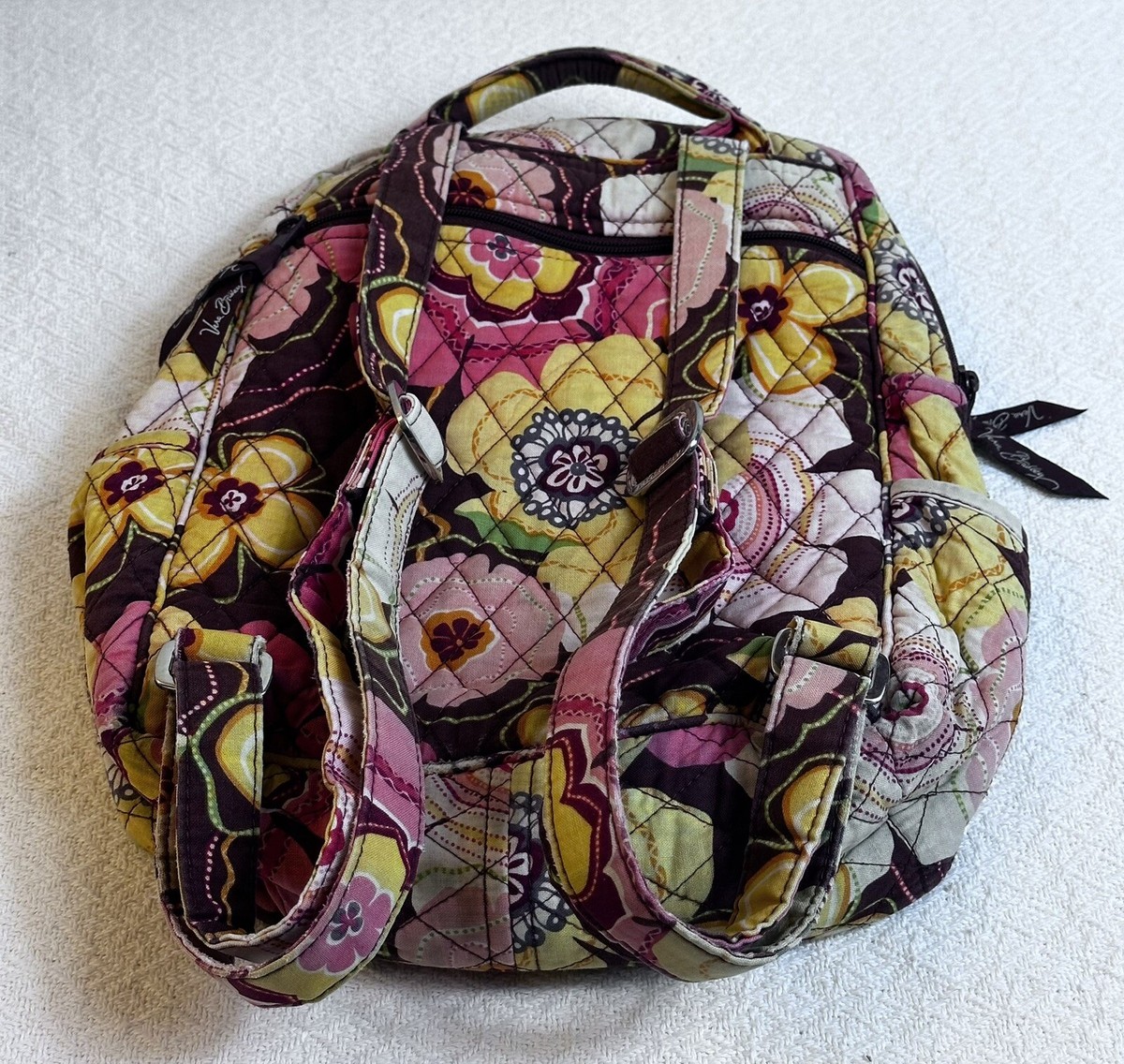 Vintage Vera Bradley Colorful Floral Large Laptop Backpack Vera Bradley Bancroft Premium Cotton Bear Print Backpack at  main image 4