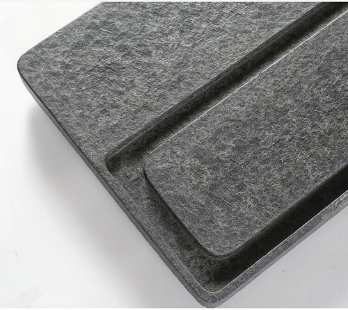 multi size black stone tea tray simple pattern water draining tea boat on sales - Picture 6 of 12