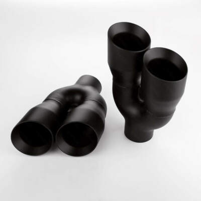 Black Stainless Steel Exhaust Tip – 3" Inlet 4" Square Outlet Angle Cut Dual Wall