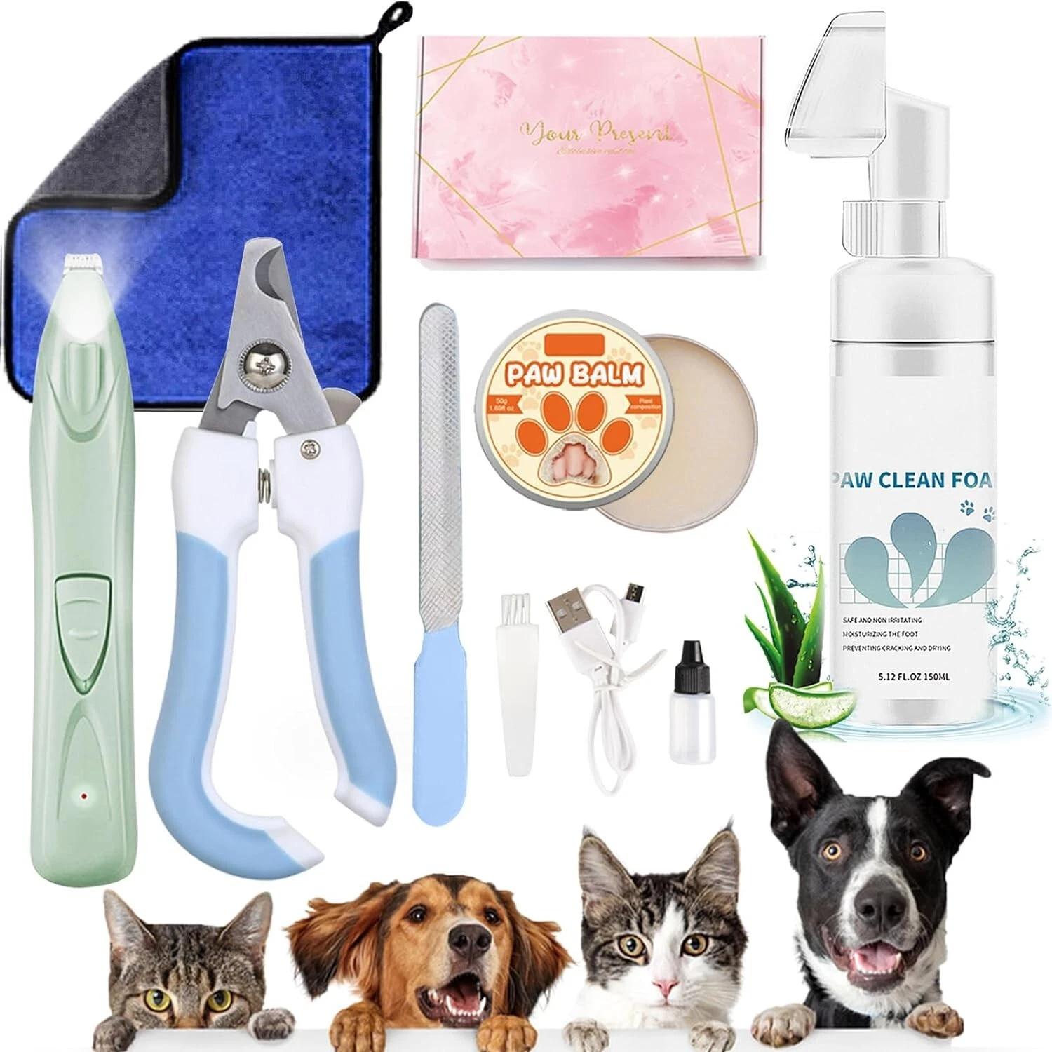 Dog Paw Cleaner Pet Paw Cleaning Kit with 150ml/5.12fl.oz Waterless Foaming Mic