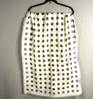 Worth Scarf Polk a Dot Nuetrals 100% Wool Sheer Weave Fringe Artsy Boho