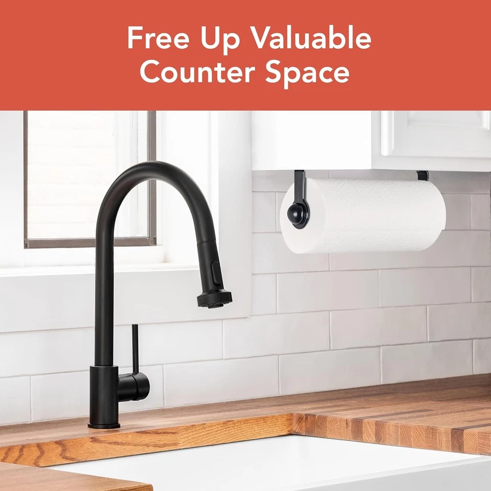 Toallero de papel Spectrum para debajo del gabinete - Soporte de pared colgante negro  Foto 2 de 4