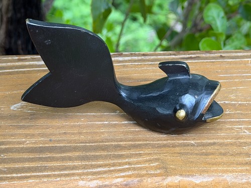 4” Fish figurine Taxco Mexico Heavy blackened metal Vintage