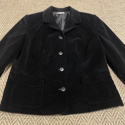 Nordstrom Blazer 14P Black Velvet Jacket Quiet Luxury Elegant Academia