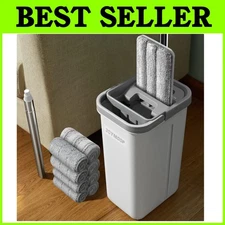 Hands-Free Flat Mop System with Microfiber Pads